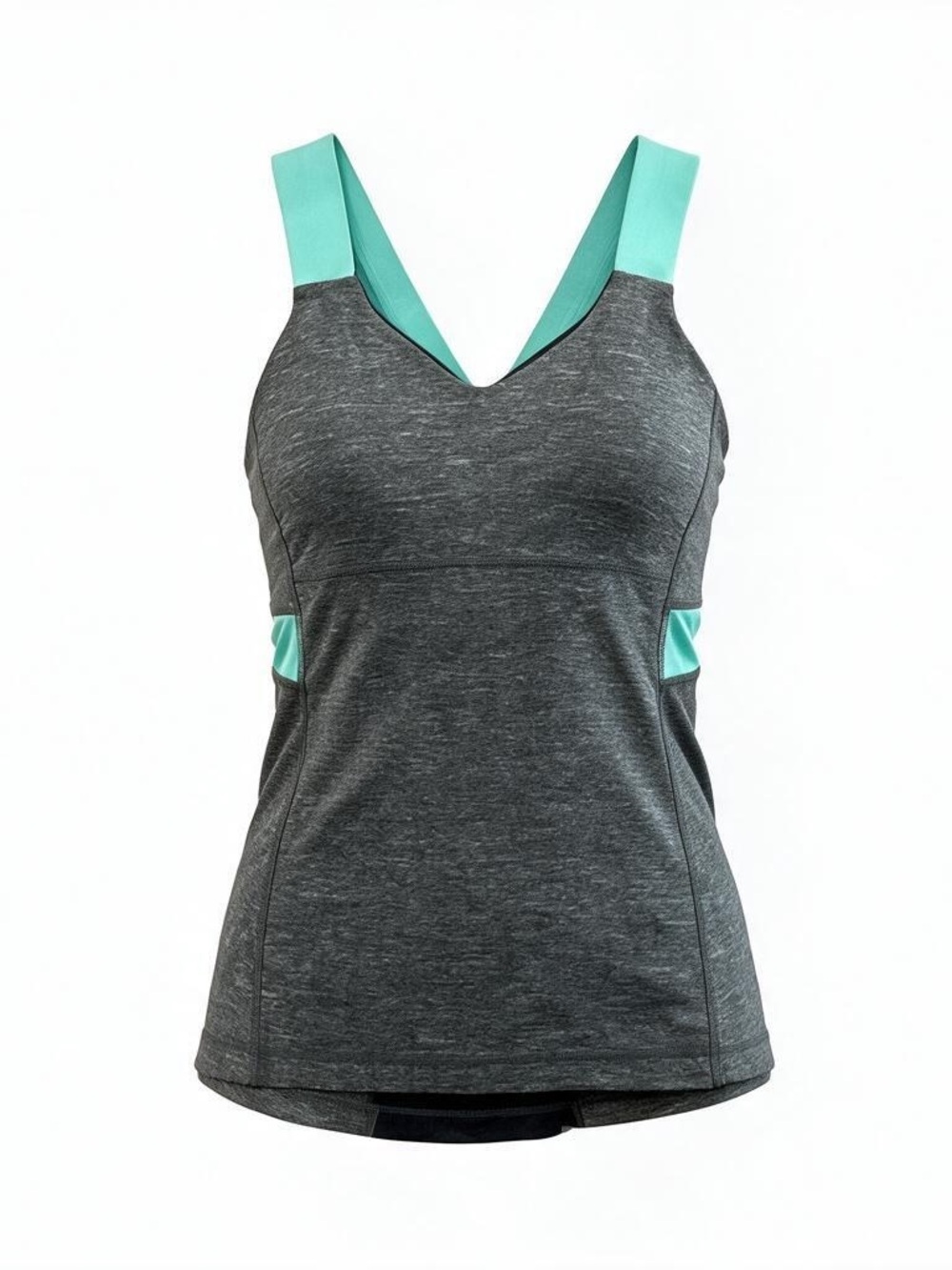 Lululemon Push Your Limits Tank Top Womens 8 Gray Aqua Racerback Straps Pullover